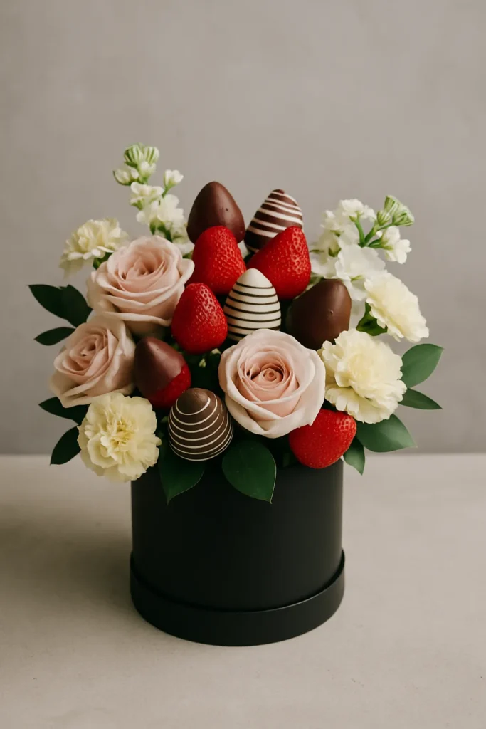 Arreglo Floral de Fresas con Chocolate en Cali